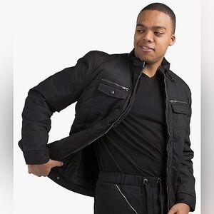 Gold Label Men’s Waterproof Black Coated Canvas Zip Up Insulated Moto Jacket XXL